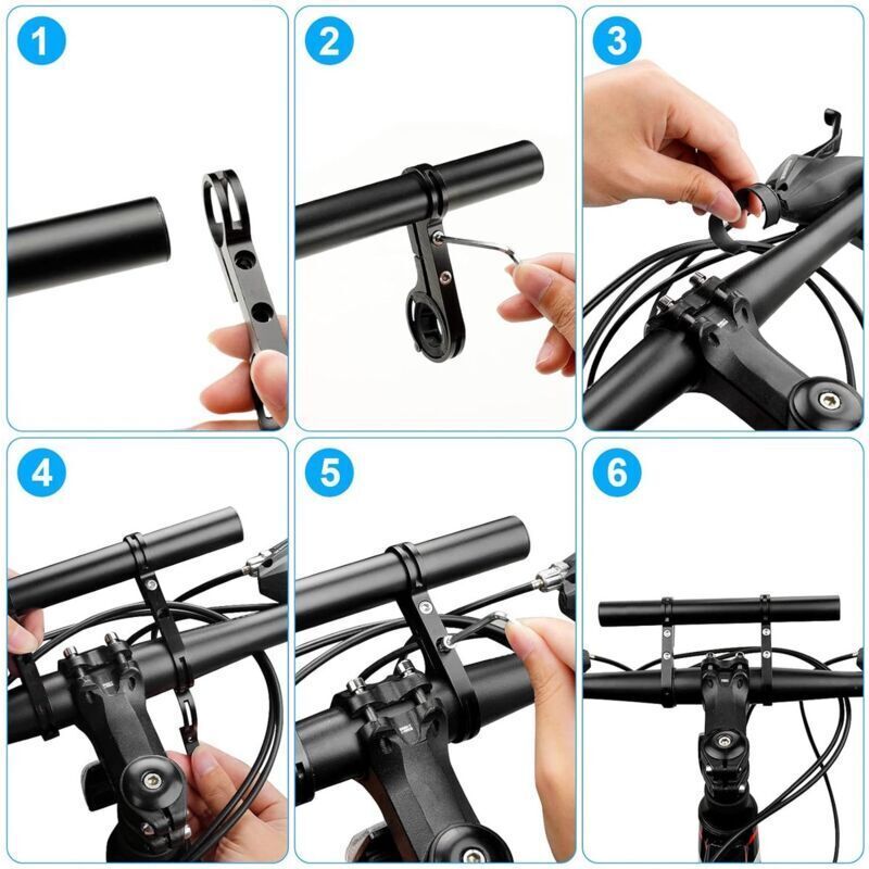 Bicycle Handlebar Extender, Multifunctional Double Bicycle Handlebar, Aluminum Alloy Bracket, Extension Frame, Flashlight Holder, 20 cm - Image 4