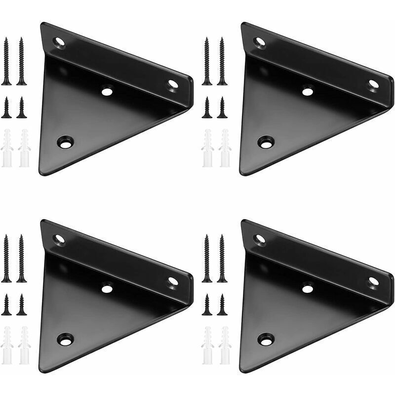 4 Pcs Floating Shelf Brackets, Invisible Triangle Wall Mounted Shelf Brackets, Metal Wall Shelf Brackets for Shelves - Image 1