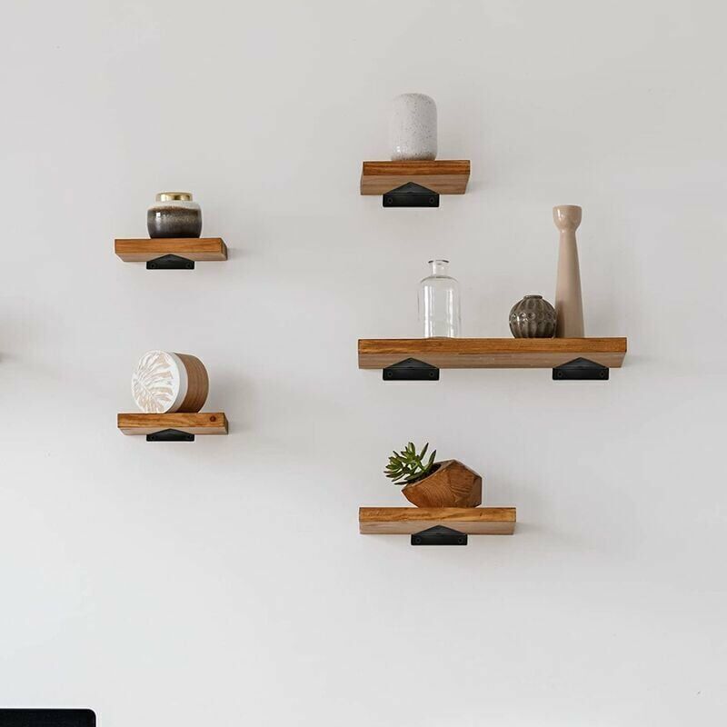 4 Pcs Floating Shelf Brackets, Invisible Triangle Wall Mounted Shelf Brackets, Metal Wall Shelf Brackets for Shelves - Image 2