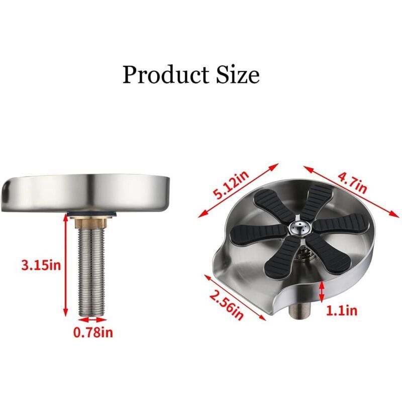 Glass Rinser for Kitchen Sink, Stainless Steel Glass Rinser, Water Bottle and Coffee Cup Cleaner, Glass Cleaning Tool for Home, Restaurant and Bar - Image 4