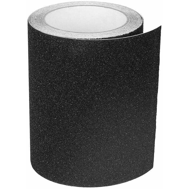 Anti-Slip Tape, Adhesive for Stairs, Friction, Abrasive for Safety, Stepladder, Indoor, Outdoor, High Traction, Black, 15 cm x 5 m - Image 1