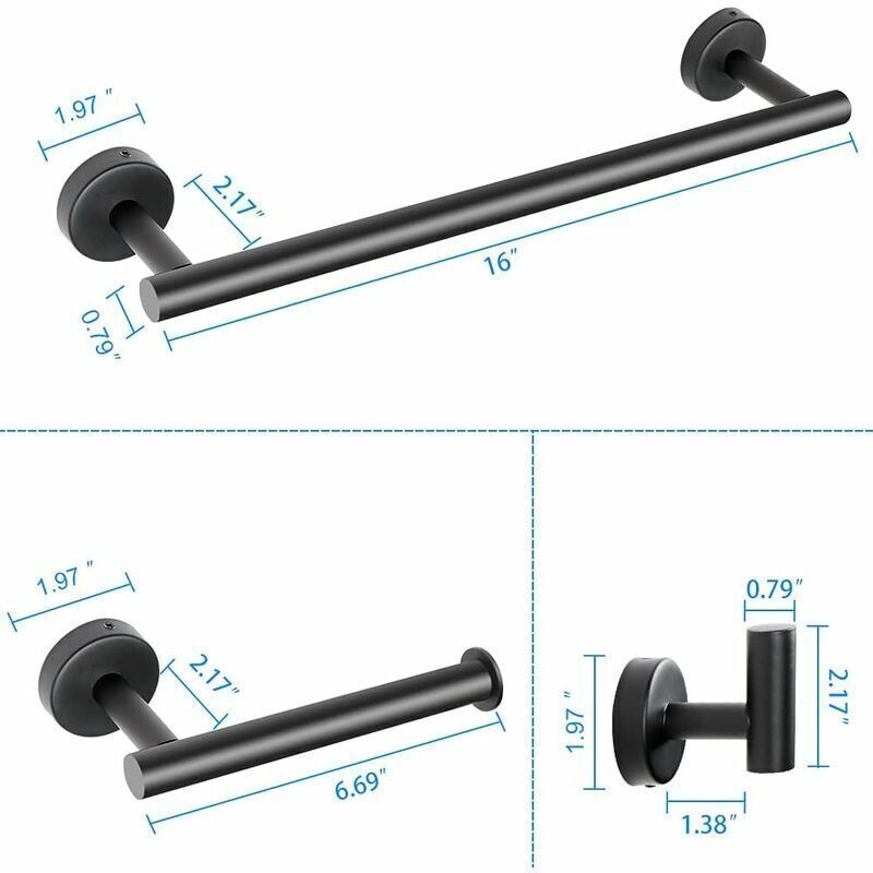 4 Pcs Bathroom Hardware Set, Matte Black Bathroom - Image 2