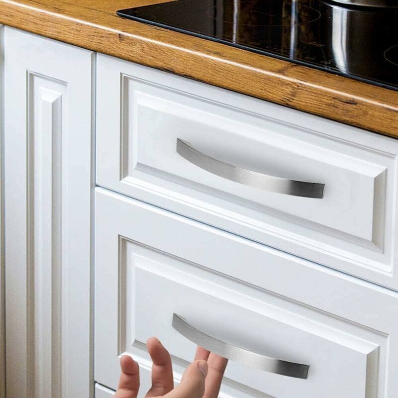 16 Pack Kitchen Cabinet Handles, Chrome, Brushed Nickel Door Handles Kitchen Handle Stainless Steel Kitchen Handle 96 mm - Image 1