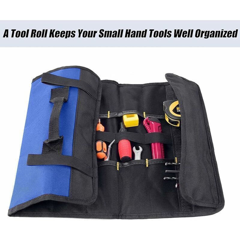 Roll-up Tool Bag with 38 Pockets, Tool Storage Bag, Screwdriver Bag, Ideal for Outdoor Use, Blue - Image 4