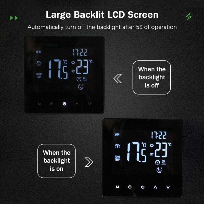 Smart Thermostat Temperature Controller for Electric Heating LCD Display Touch Screen Weekly Programmable Floor Heating Thermostats for Home Office - Image 2