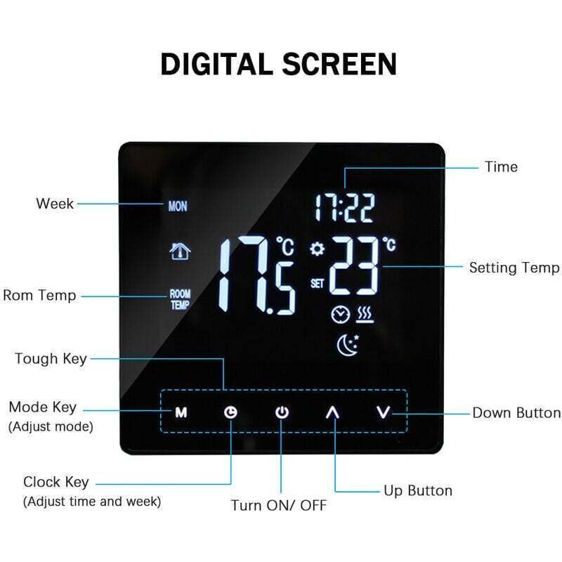 Smart Thermostat Temperature Controller for Electric Heating LCD Display Touch Screen Weekly Programmable Floor Heating Thermostats for Home Office - Image 3