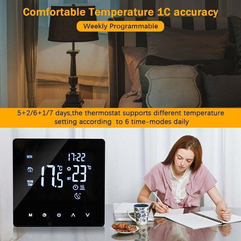 Smart Thermostat Temperature Controller for Electric Heating LCD Display Touch Screen Weekly Programmable Floor Heating Thermostats for Home Office - Image 4