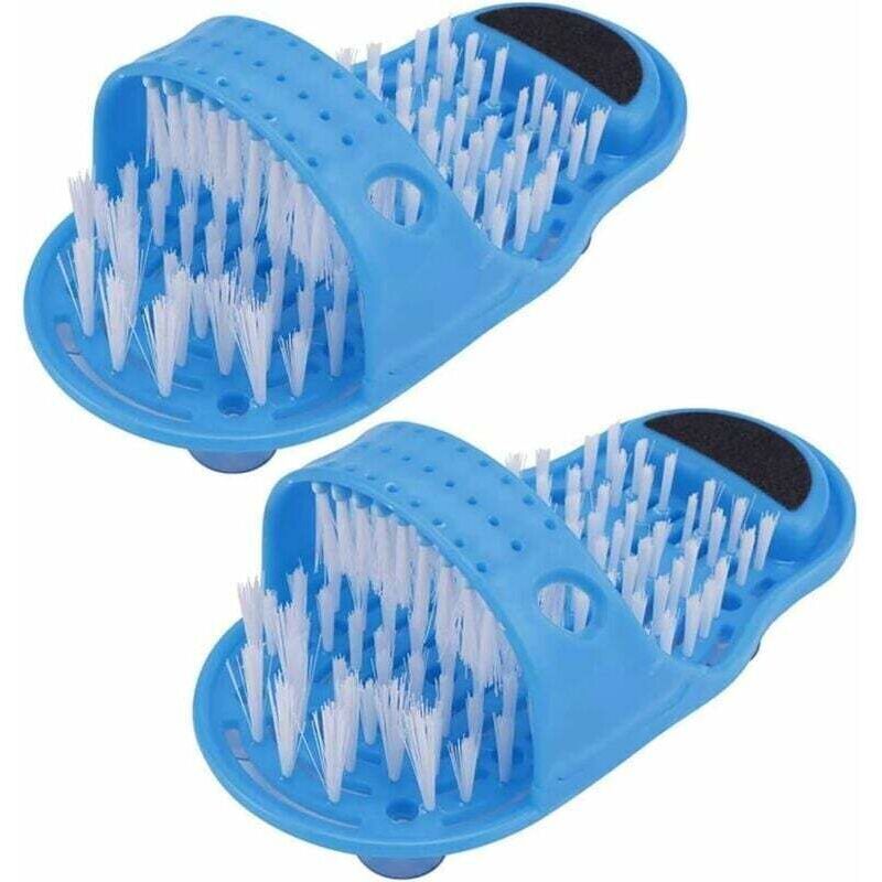 2 Pcs Shower Foot Scrubber, Day and Shower Foot Brush Bathroom Foot Massager Slippers Cleaner with Non-Slip Suction Cups for Shower SPA Massage - Image 1