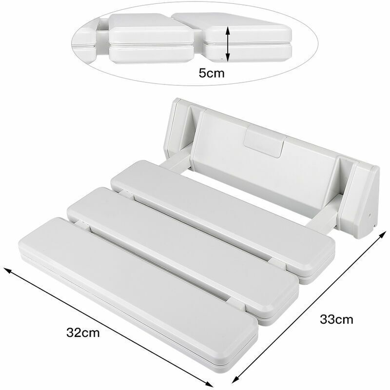 Folding Shower Seat in Aluminum and ABS, 330 x 320 x 70 mm - Image 4