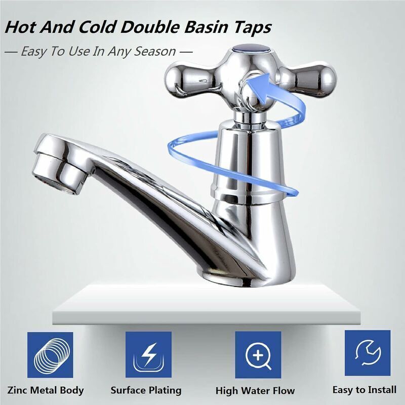 1 Pair Bathroom Sink Faucet Hot and Cold Basin Faucet - Image 3