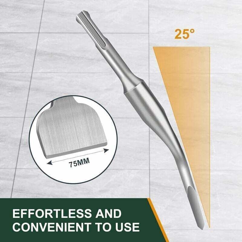 Tile Chisel, Chisel, 25 Degree Curve, Flat Tile Chisel, Professional Tile Chisel for Impact Hammers and Electric Hammers, 165 x 75 mm - Image 3