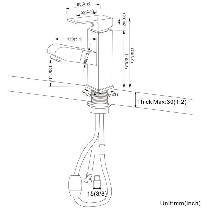 Basin Mixer Tap with Pull-Out Spray Chrome Modern Bathroom Sink Faucet for Washbasin and Basin - Image 4