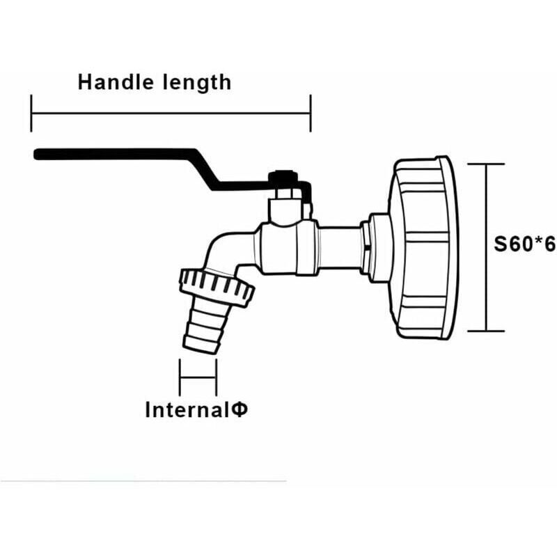 IBC Tank Tap with Double Rainwater Collection Tap Adapter, Made of Brass, Coarse Thread, 3-4 Inch, 1000 L, 60 mm - Image 2