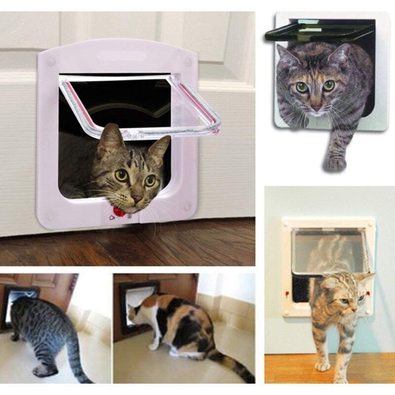 Cat Flap for Cats Dogs Small Cat Flap Door Microchip 4 Way Lockable Easy to Install - Image 2
