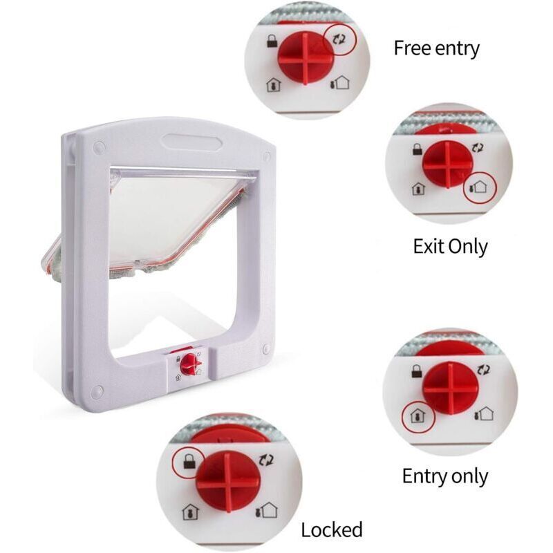 Cat Flap for Cats Dogs Small Cat Flap Door Microchip 4 Way Lockable Easy to Install - Image 3