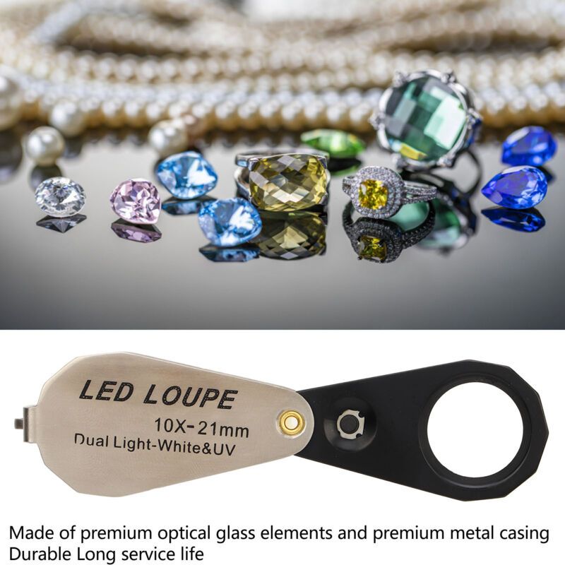 10X Jeweler Loupe, Professional Handheld Magnifier with LED Light for Jewelry, Plants, Coins, Watches - Image 3