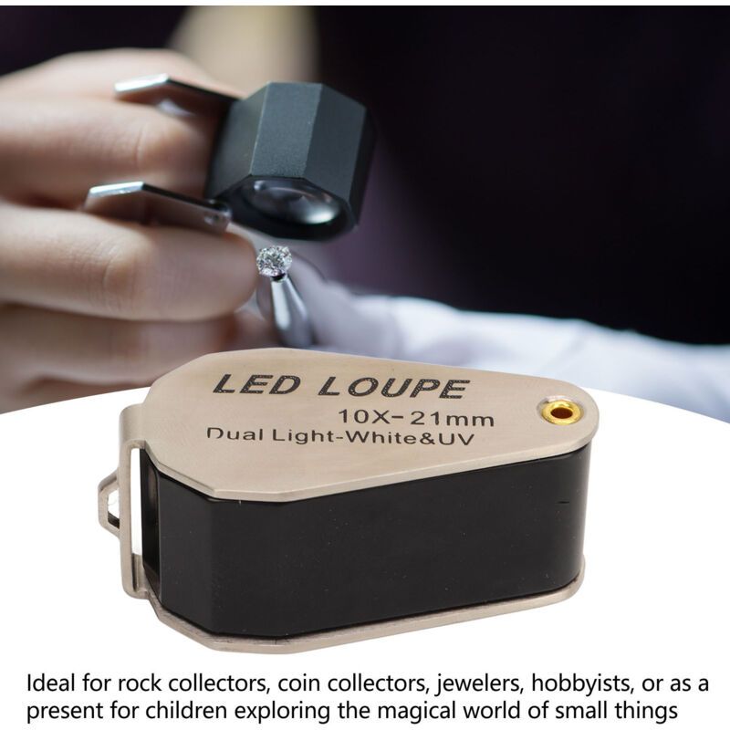 10X Jeweler Loupe, Professional Handheld Magnifier with LED Light for Jewelry, Plants, Coins, Watches - Image 4