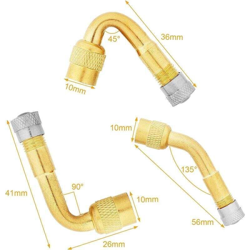6 Pcs Tire Valve Extension, 45 Degree, 90 Degree, 135 Degree Tire Valve Extension Adapter Connector Elbow Extender, Angled Inflator Nozzle for Car - Image 2