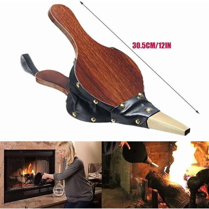 Fireplace Bellows and Blower Bellows for Fireplace Vintage Wood Blower Indoor Fireplace Bellows Wood Fire Blower Wood Bellows Blower, 30.5 x 12.5 cm - Image 2