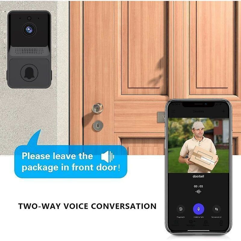 1 Pcs Wireless Remote Video Doorbell Smart Home Intercom HD Night Vision WiFi Charging Smart Doorbell Two-Way Talk APP Control - Image 2
