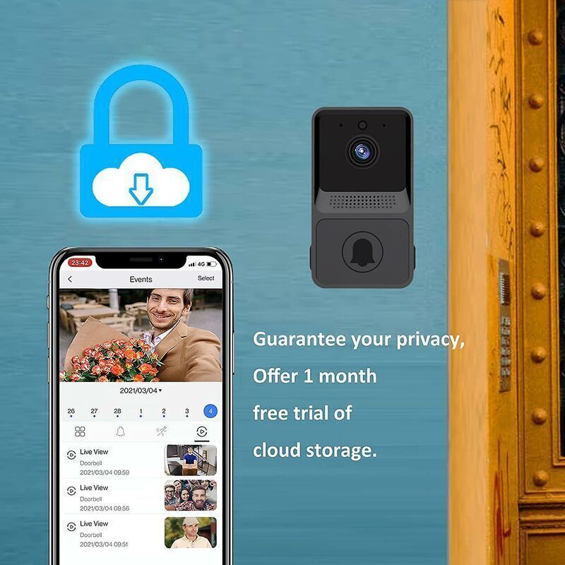 1 Pcs Wireless Remote Video Doorbell Smart Home Intercom HD Night Vision WiFi Charging Smart Doorbell Two-Way Talk APP Control - Image 4