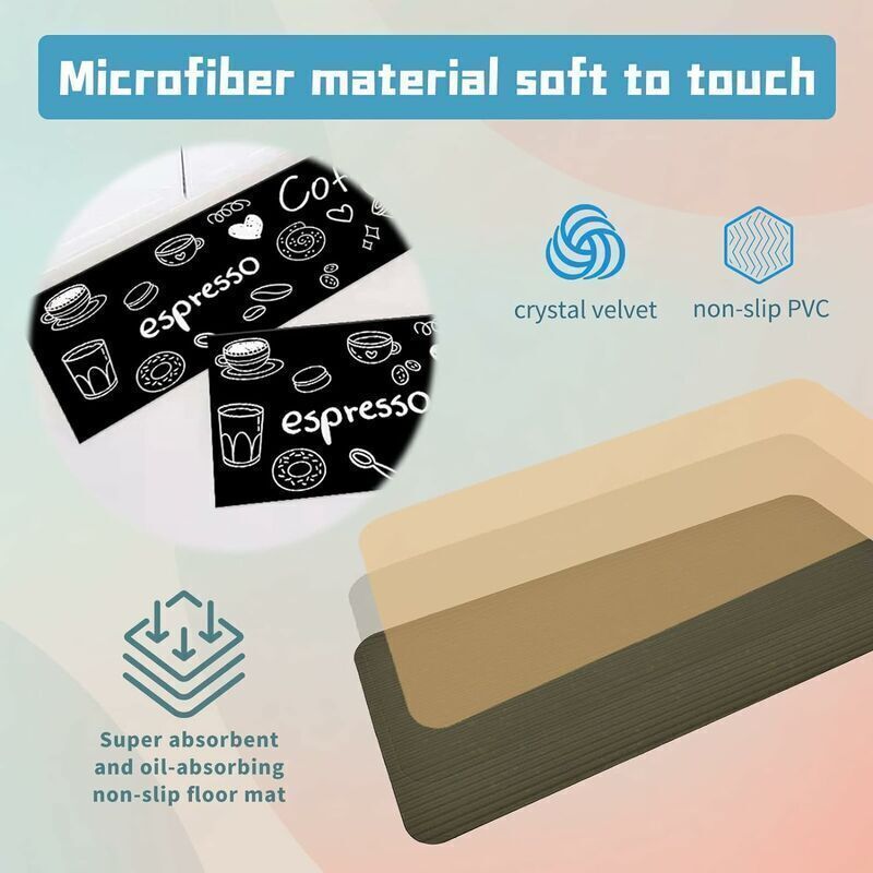 2 Pcs Non-Slip Kitchen Mats, Absorbs Water and Oil, Dust Resistant, 40 x 60, 40 x 120 cm - Image 2