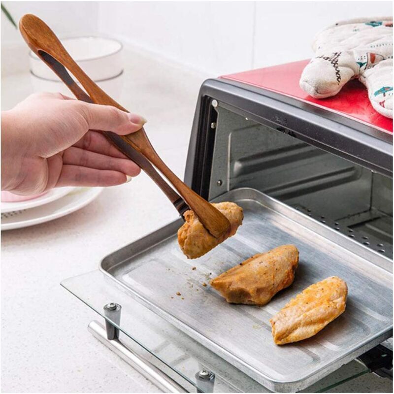 Bamboo Toaster Tongs Bamboo Tea Tongs Wooden Grill Clips Wood Tongs Bread Gadgets Handmade Wood Kitchen Tongs for Kitchen Camping Grill, 26.5 cm - Image 2