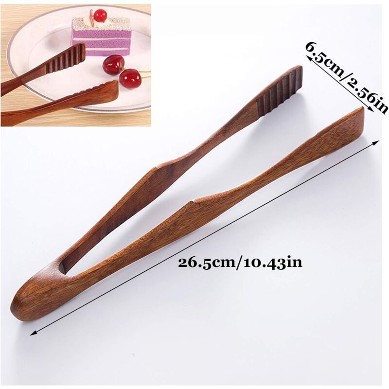 Bamboo Toaster Tongs Bamboo Tea Tongs Wooden Grill Clips Wood Tongs Bread Gadgets Handmade Wood Kitchen Tongs for Kitchen Camping Grill, 26.5 cm - Image 3