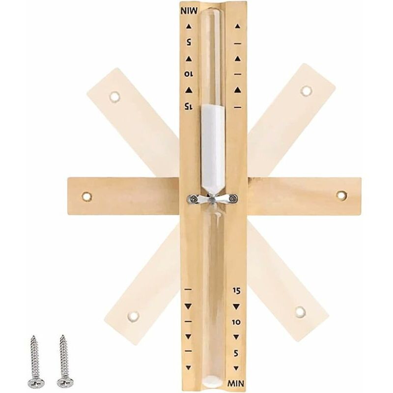 Sauna Hourglass, 15 Minutes Sauna Hourglass, Wooden Hourglass, Sauna Accessories with 2 Screws, for Saunas, Steam, Showers White Sand - Image 1
