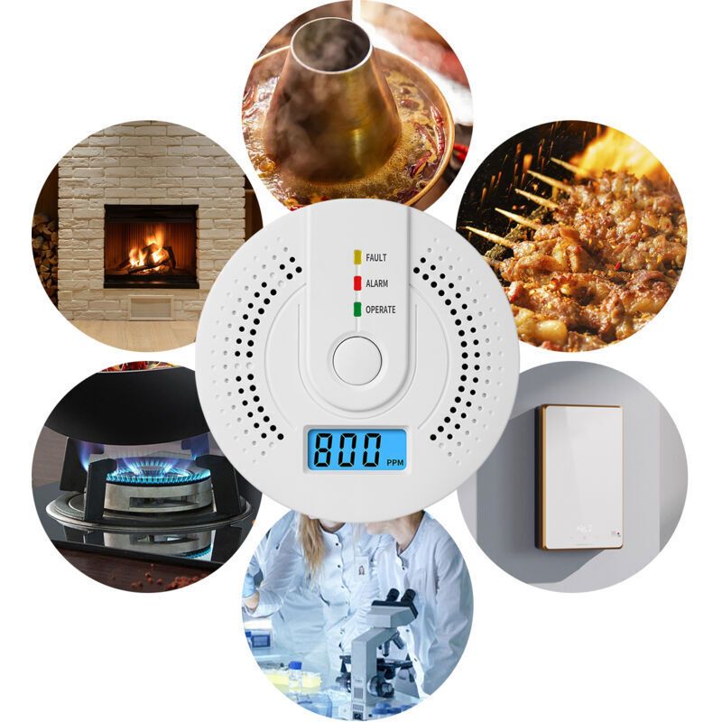 2 Pack Carbon Monoxide Detector Battery Operated with Digital LCD Display for Home Kitchen Restaurant Hotel Office, Batteries Not Included - Image 4
