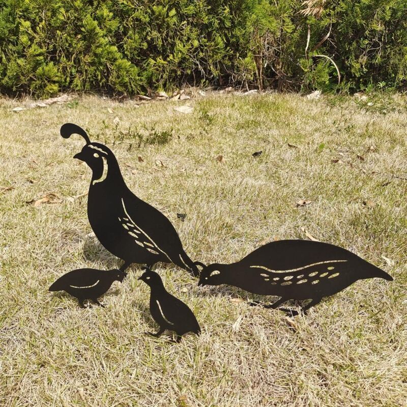 Outdoor Metal Garden Decor, Quail Farm Garden Art Metal Statues Decor Garden Decoration Lawn Path Sidewalk Garden, European Retro Style - Image 3