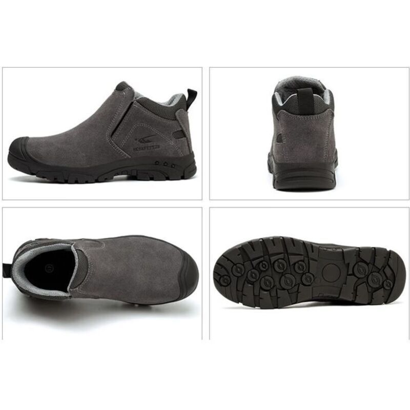 Slip-on Welding Safety Shoes, Non-Slip Rubber Sole, Abrasion Resistant Anti-Scald Work Shoes for Welders, Grey, 41EU - Image 2