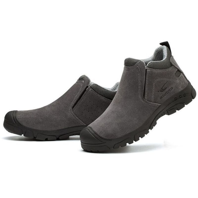 Slip-on Welding Safety Shoes, Non-Slip Rubber Sole, Abrasion Resistant Anti-Scald Work Shoes for Welders, Grey, 46EU - Image 1