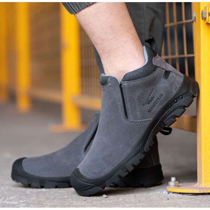 Slip-on Welding Safety Shoes, Non-Slip Rubber Sole, Abrasion Resistant Anti-Scald Work Shoes for Welders, Grey, 46EU - Image 4