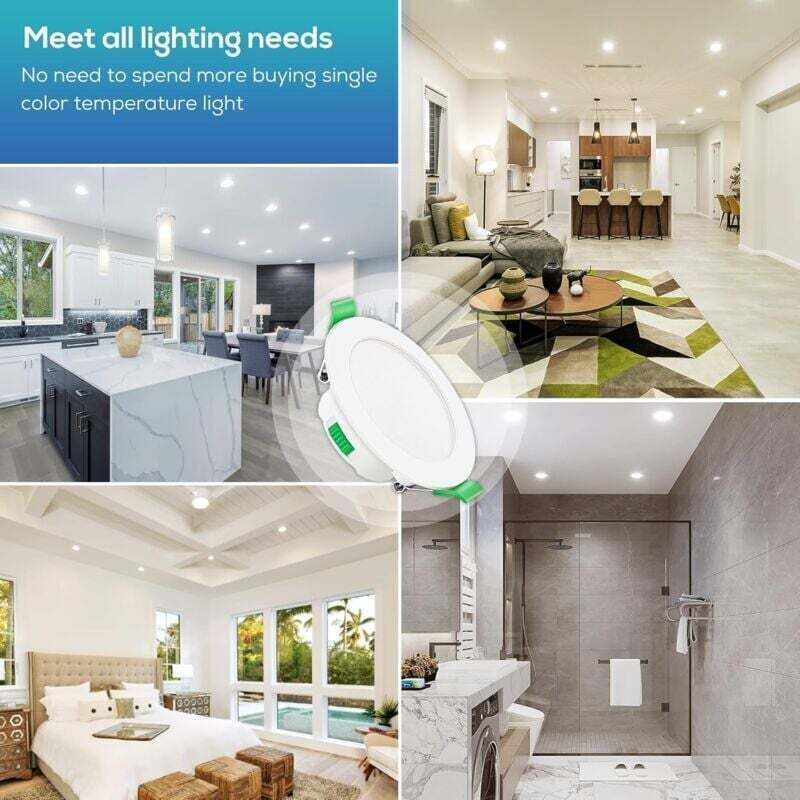 6 Pack Recessed LED Spotlight, 230V, 7W, Dimmable, Ip44. Recessed Spotlights for Bathroom and Kitchen, 3000K 4000K 6500K Recessed Spotlights, 68 mm - Image 3