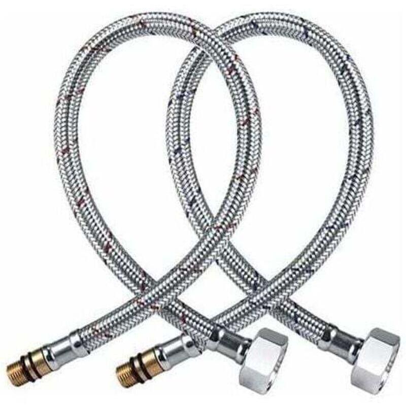 2 Pcs Universal G1 2 Tap Hose, Flexible SUS304 Stainless Steel Connection Hose for Hot and Cold Water Mixer Tap, Kitchen Sink, Bathroom, 600 mm - Image 1