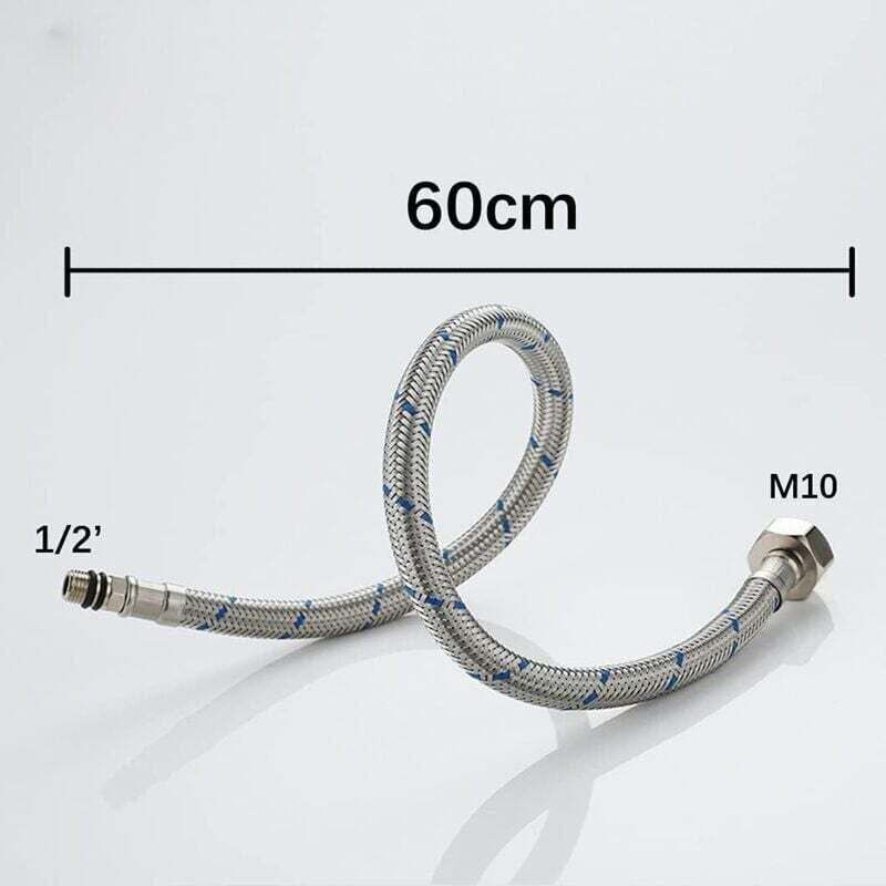 2 Pcs Universal G1 2 Tap Hose, Flexible SUS304 Stainless Steel Connection Hose for Hot and Cold Water Mixer Tap, Kitchen Sink, Bathroom, 600 mm - Image 3