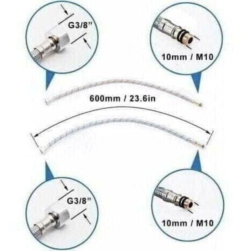 2 Pcs Universal G1 2 Tap Hose, Flexible SUS304 Stainless Steel Connection Hose for Hot and Cold Water Mixer Tap, Kitchen Sink, Bathroom, 600 mm - Image 4