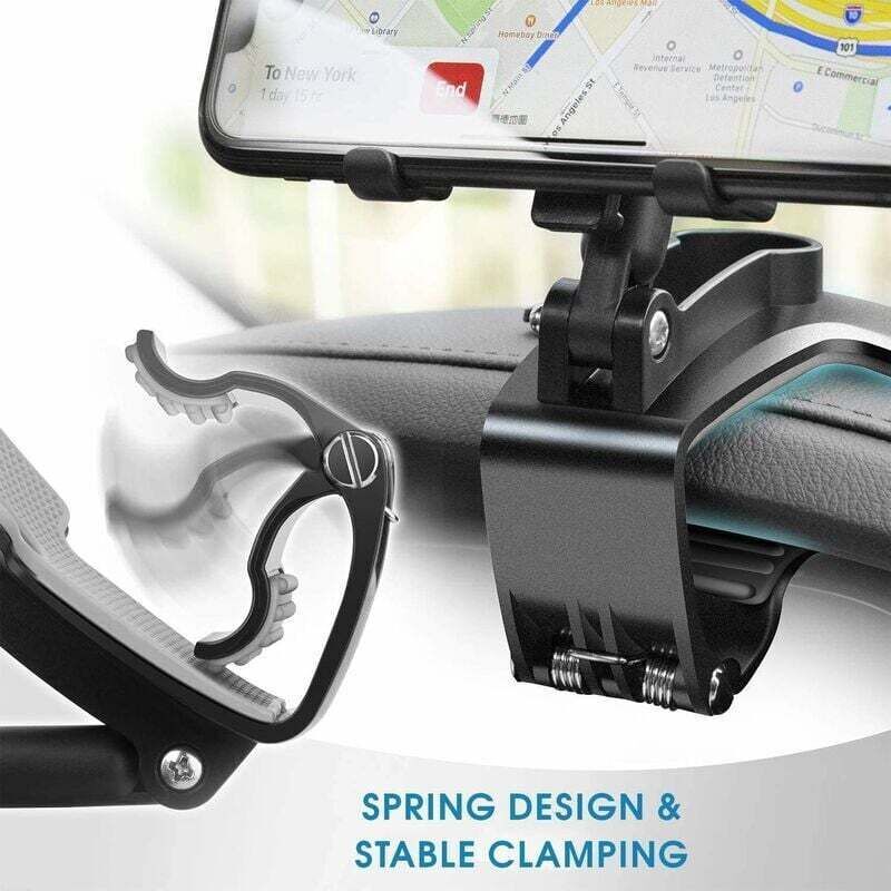 360 Degree Rotating Car Phone Holder, Dashboard Mount for GPS and Smartphones, Black, 4-7 Inch - Image 3