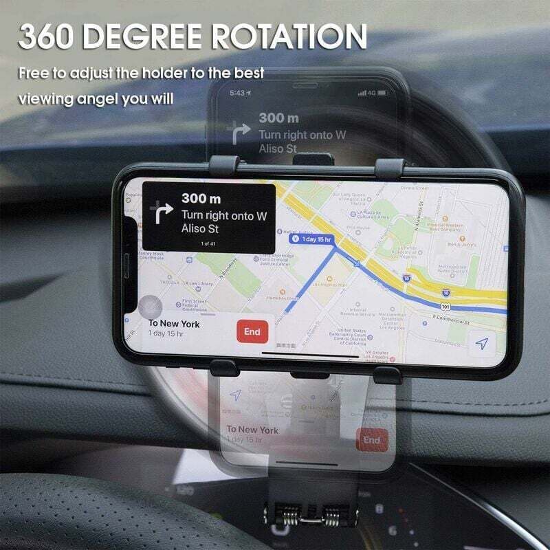 360 Degree Rotating Car Phone Holder, Dashboard Mount for GPS and Smartphones, Black, 4-7 Inch - Image 4