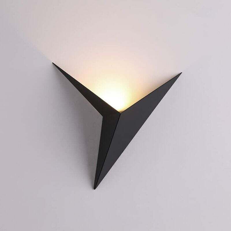 3W LED Indoor Wall Light, Creative Triangle Shape, Black Wall Lamp, 3000K Warm White, Modern Metal Wall Light for Bedroom, Living Room, Staircase - Image 1