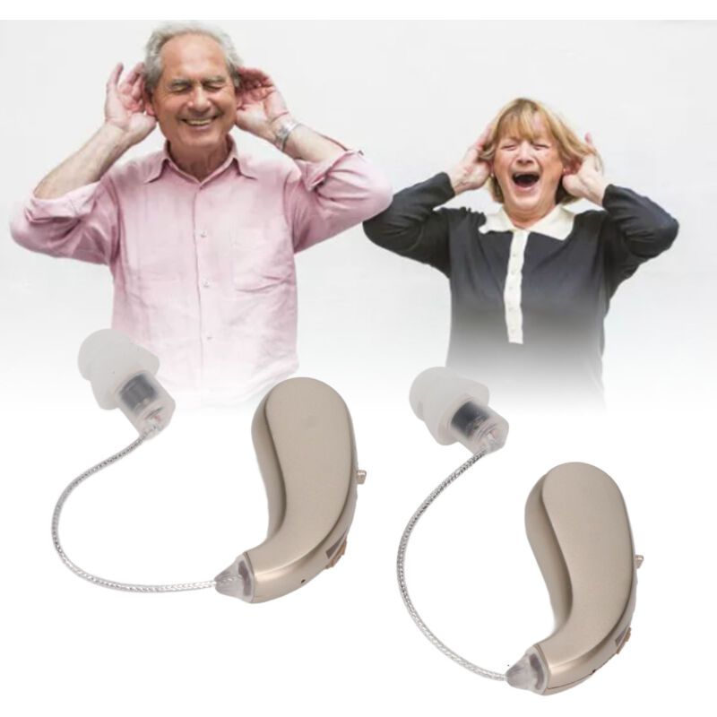 2 Pcs Digital Sound Amplifier, Rechargeable Hearing Aid with Noise Cancellation for Seniors and Adults with Hearing Loss, Silver, Dubuns - Image 1