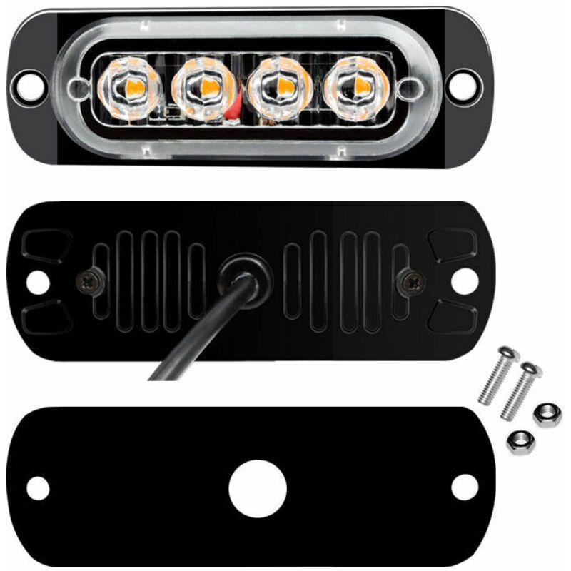 4 Pcs 4 LED Penetration Lights 12 24V Orange LED Rotating Beacon Flashing Lights Emergency Alarm Indicator Strobe Turn Signals Car Ipx-4 for Van - Image 3
