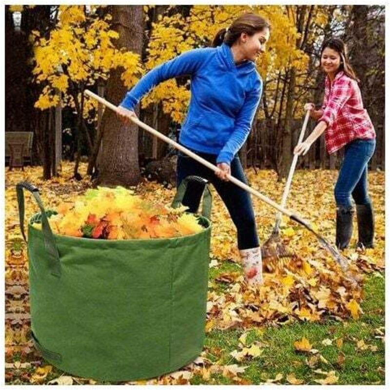Extra-Strong Gardening Bag with Handles, Green Leaf Collection Bag with Military Canvas, H 45.7 cm, D 55.8 cm, 125 L - Image 3