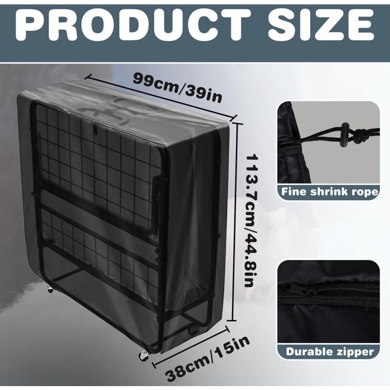 Adjustable, Waterproof, Dustproof Storage Cover for Folding Bed, Multi-Functional Indoor Outdoor Protective Cover, 99 x 38 x 114 cm - Image 4