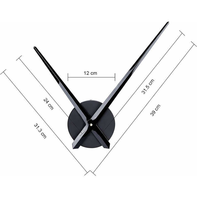 Large Wall Clock with Simple Black Hands, No Numerals, High Longitudinal Axis Clock Movement Mechanism with Long Hands, 31.5 cm - Image 4