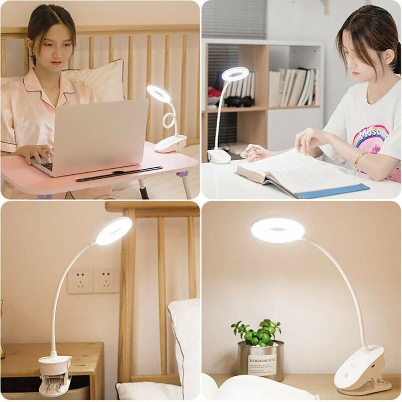 Battery-Powered Clip-on Reading Light for Bed, with 3 Brightness Levels, Rechargeable Via USB - Image 2