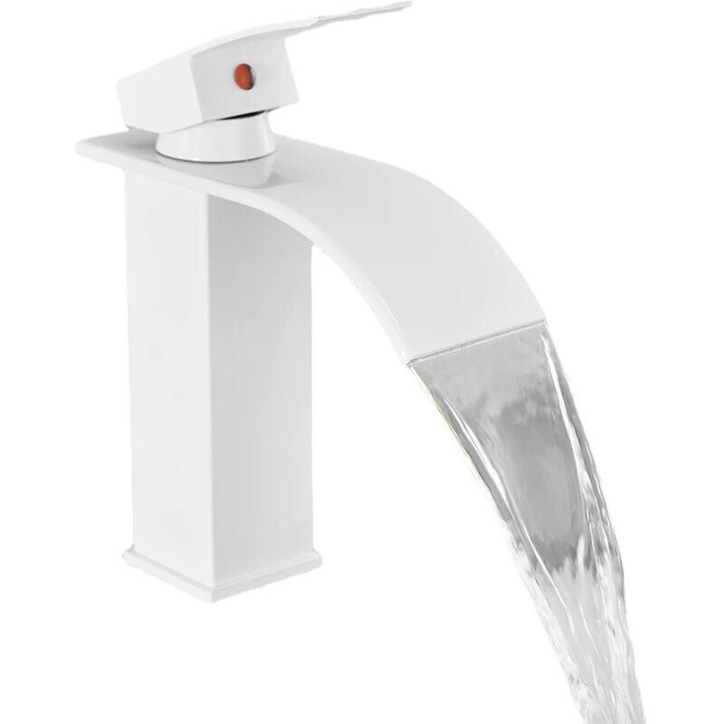 Modern Faucet for Bathroom and Kitchen, Waterfall Effect, Elegant Design Basin Faucet, Hot and Cold Water Mixer Tap Available, White - Image 1