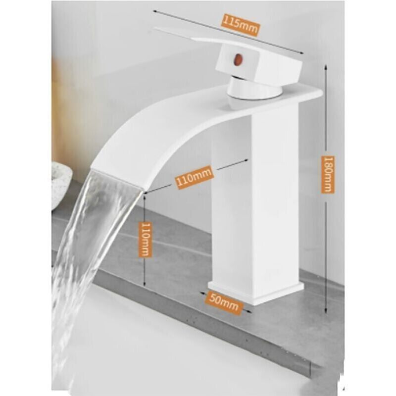 Modern Faucet for Bathroom and Kitchen, Waterfall Effect, Elegant Design Basin Faucet, Hot and Cold Water Mixer Tap Available, White - Image 4
