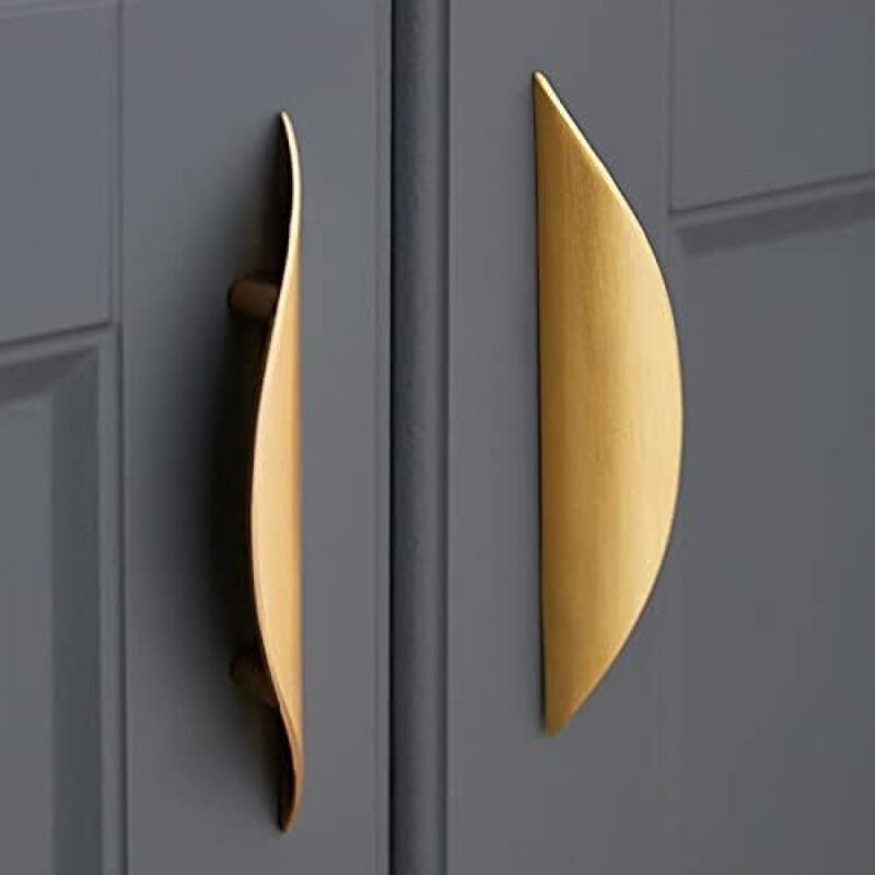 2 Pcs Furniture Knobs and Handles, Gold Furniture Handle, Gold Furniture Handle in Zinc Alloy, Hole Spacing, 32 mm - Image 1
